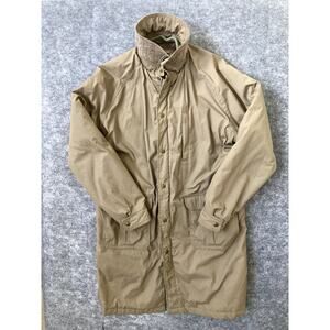 VTG LL Bean Wool Lined Long Parka Coat Mens Large Chore Barn Tan Khaki USA